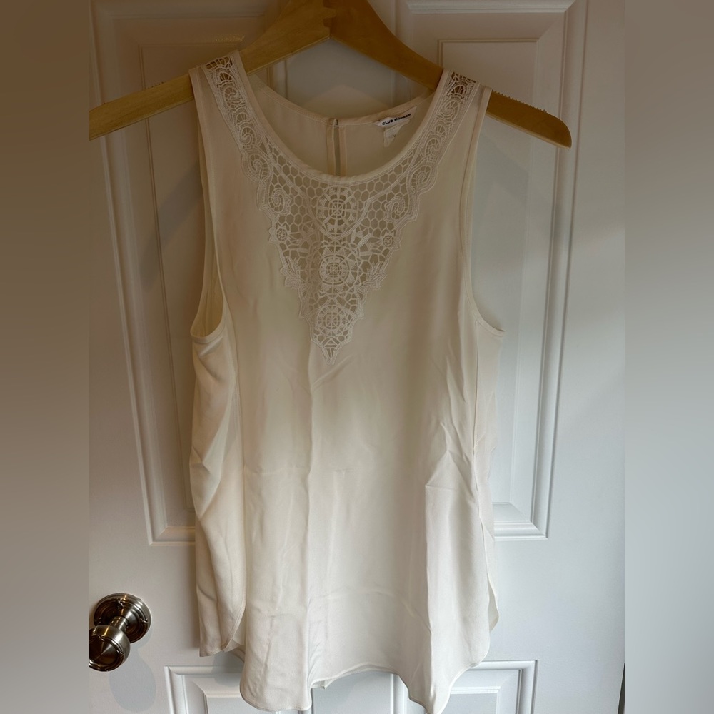 Elegant Cream Club Monaco Silk Tank